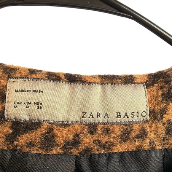 NWT ZARA Jacquard Wool Blend Animal Cheetah Leopard Print Coat Size M - Picture 8 of 8